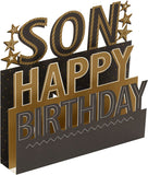 UK Greetings 3D Pop-Up Son Birthday Card featuring colorful, festive design with a cheerful birthday message inside.