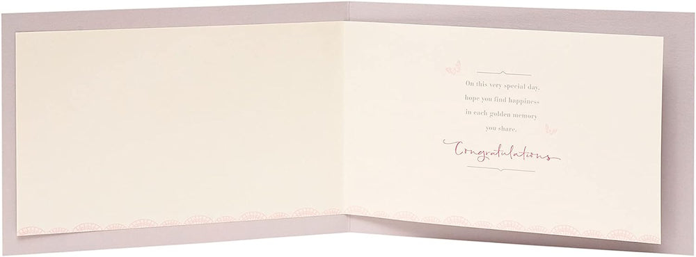 UK Greetings 50th Anniversary Card for Couples featuring gold glitter and gem stones, with elegant design and celebratory details.