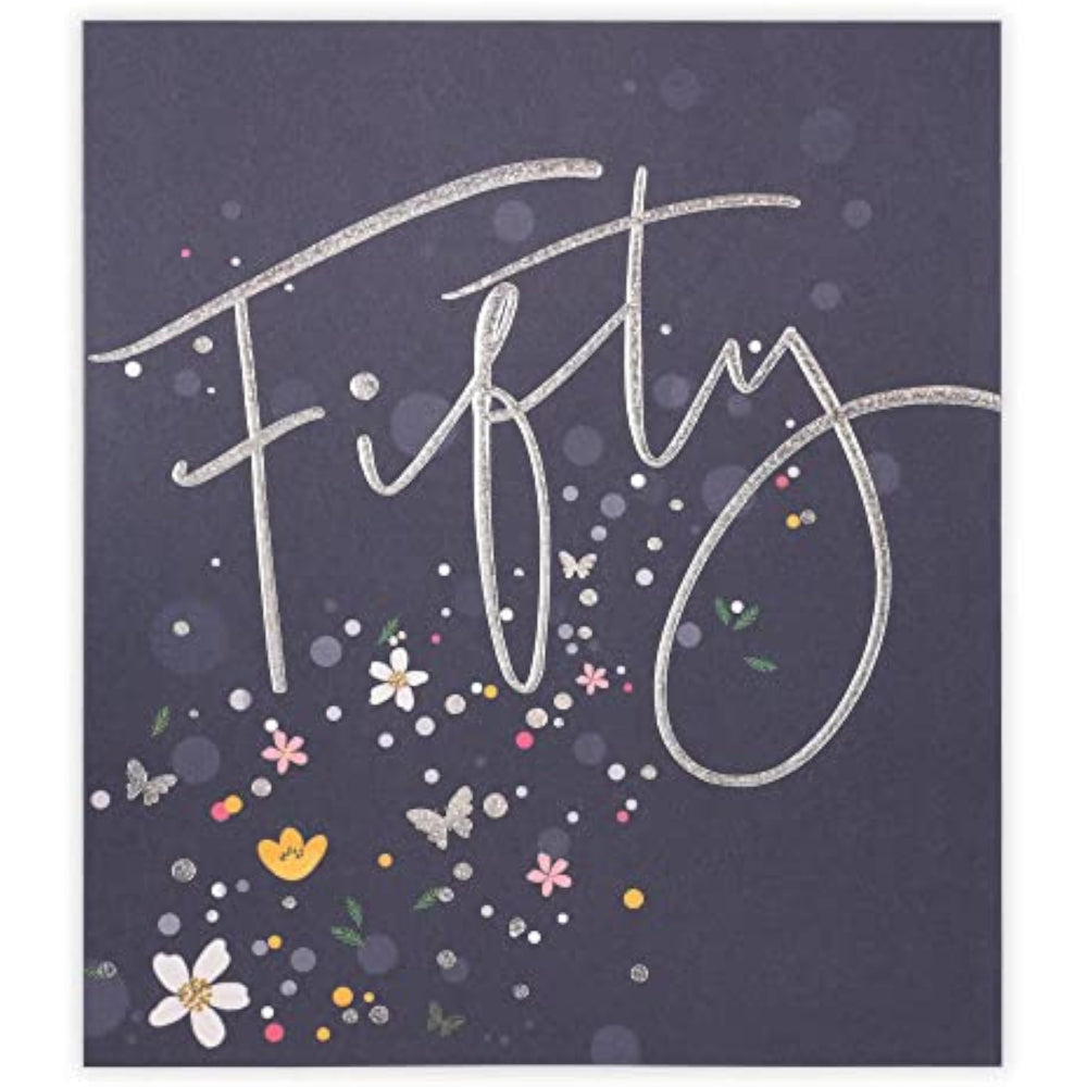 UK Greetings 50th Birthday Card featuring colorful birthday message and festive design, perfect for celebrating milestone birthdays.