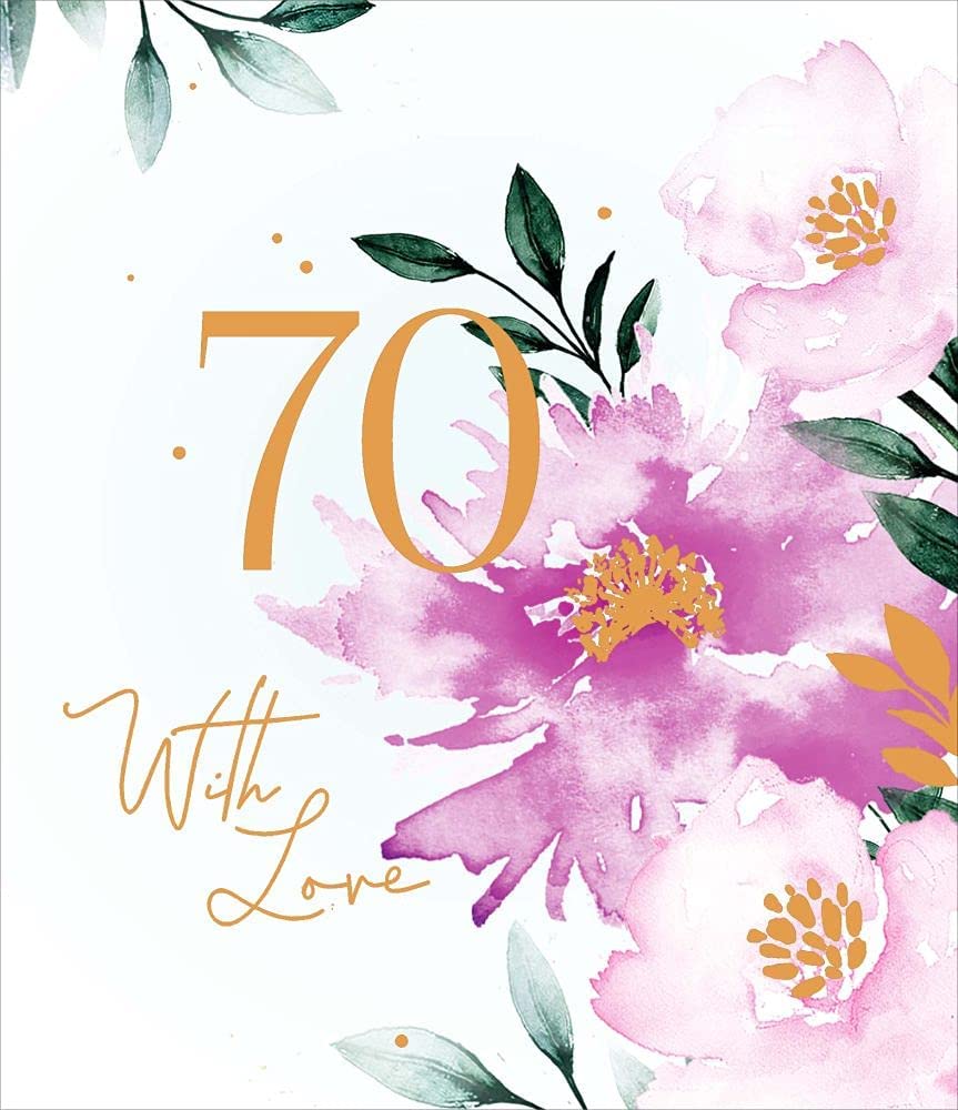 UK Greetings 70th birthday card featuring pastel floral design, perfect for celebrating a special milestone.
