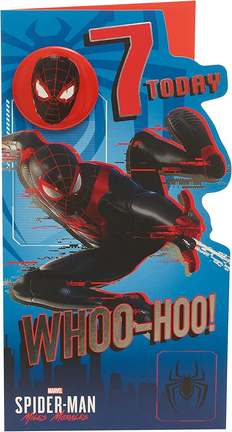 UK Greetings Marvel Spider-Man birthday card for boys, colorful greeting card featuring Spider-Man from the Marvel universe.