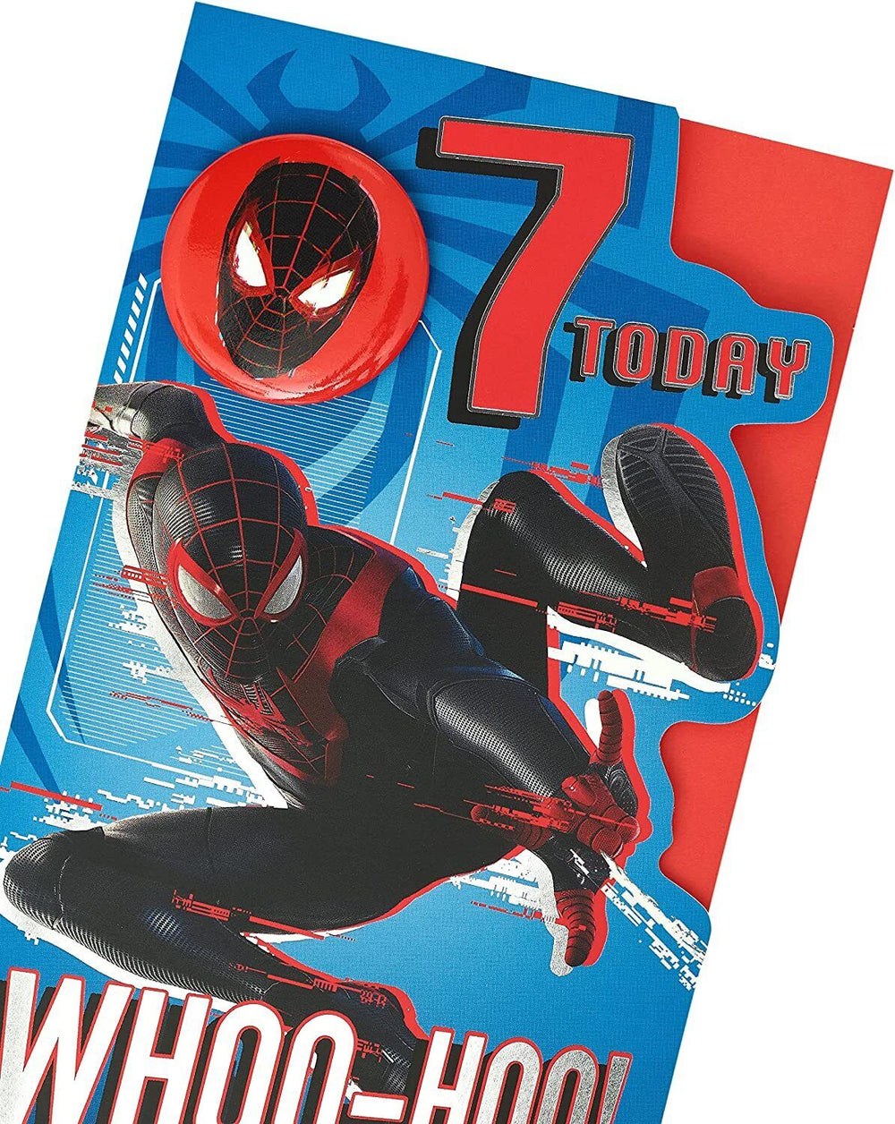 UK Greetings Marvel Spider-Man birthday card for boys, featuring Spider-Man illustration on colorful greeting card.
