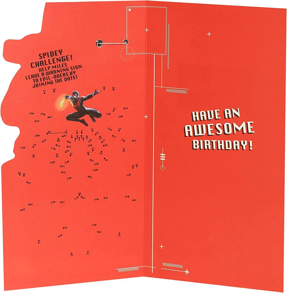 UK Greetings Spider-Man birthday card for boys featuring Marvel superhero design, perfect for celebrating a 7th birthday.