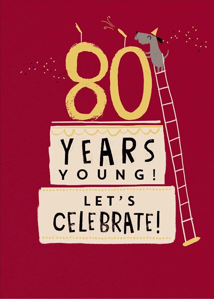 UK Greetings 80th Birthday Card with colorful "Years Young" design, perfect for celebrating milestone birthdays.