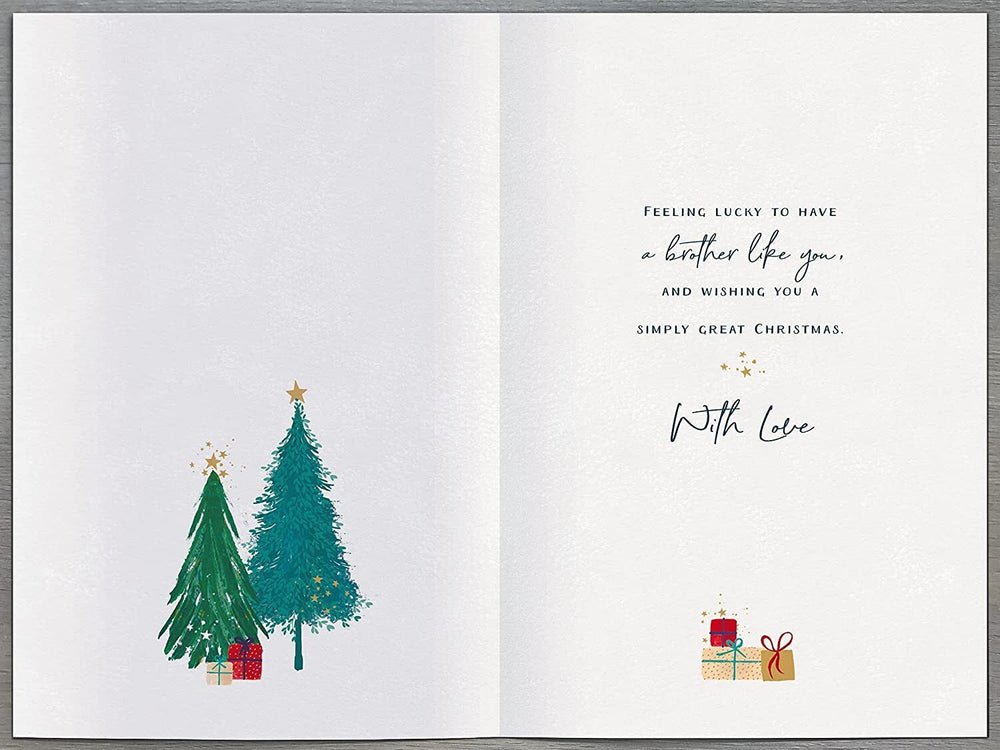 UK Greetings A Special Brother traditional foiled Christmas greeting card with festive holiday design and embossed details.
