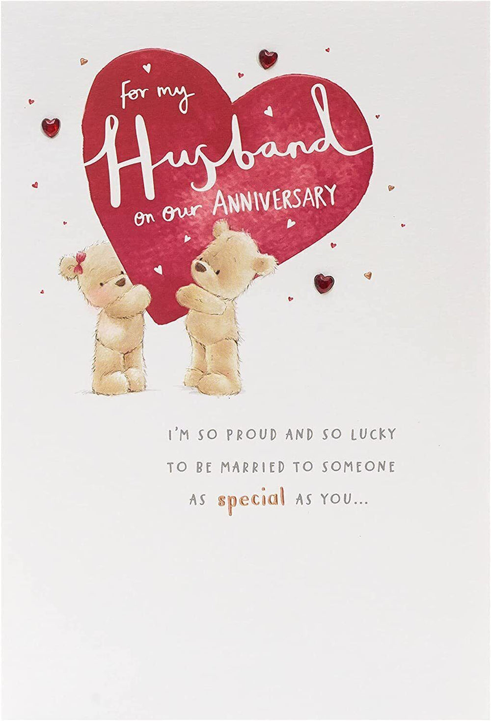 UK Greetings adorable bears husband wedding anniversary card featuring cute bear illustrations on a greeting card for special occasions