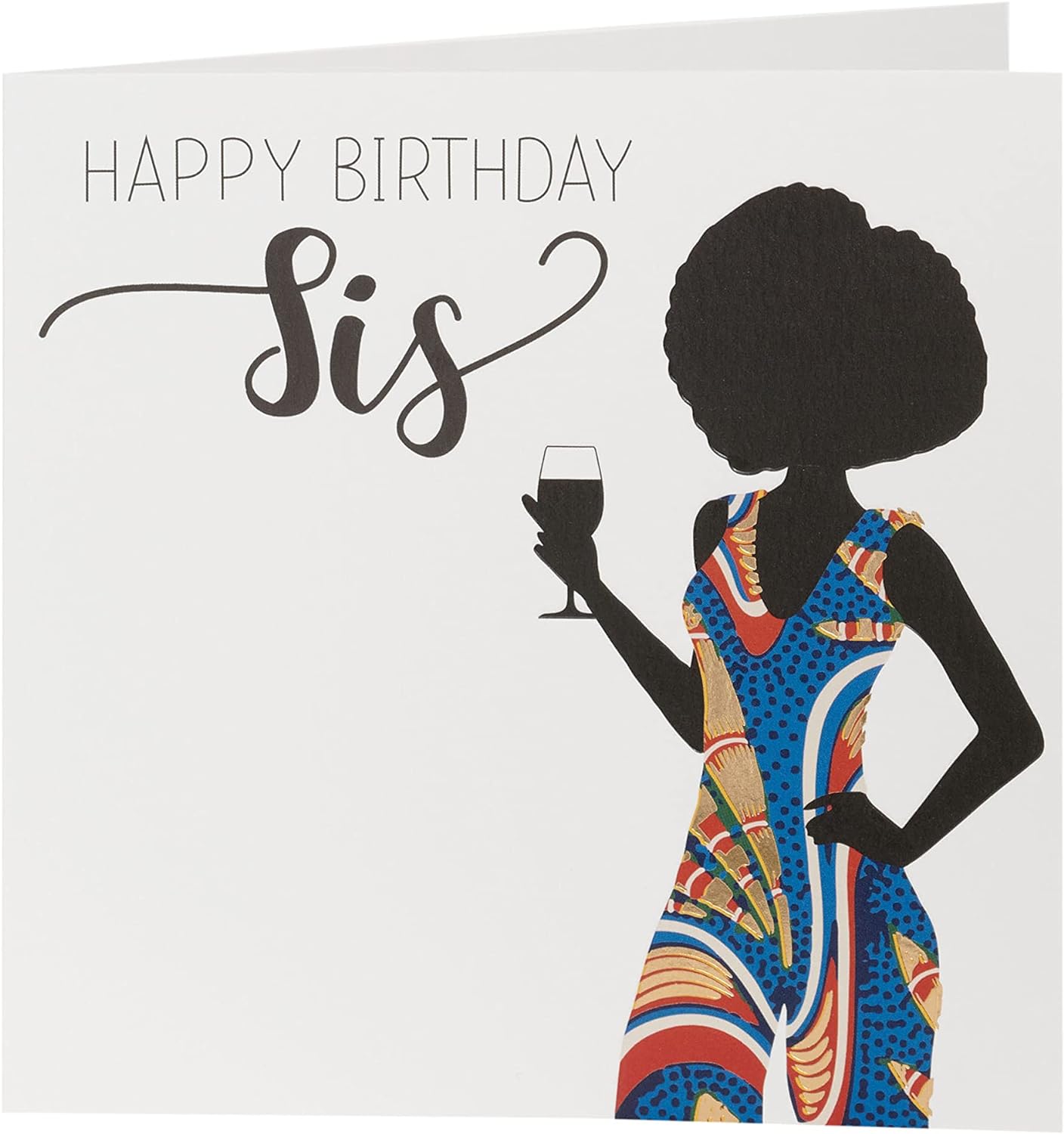 UK Greetings Afrotouch Sis birthday greeting card with colorful floral design and heartfelt message for sister in a greeting card.