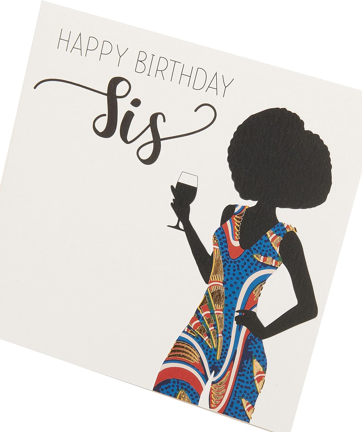 UK Greetings Afrotouch Sis birthday greeting card, featuring vibrant African-inspired design and heartfelt message.