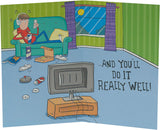 UK Greetings Age 13 birthday card for teenage boys, colorful greeting card with celebratory design and fun message.