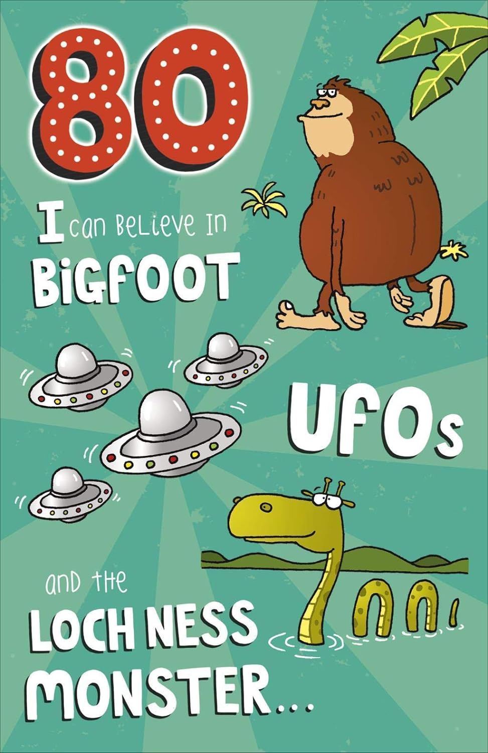 UK Greetings Age 80 Humour Card showing playful birthday message and colorful design for milestone celebrations.