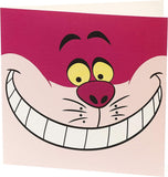 UK Greetings Alice in Wonderland Cheshire Cat birthday card featuring colorful Cheshire Cat illustration and whimsical design.