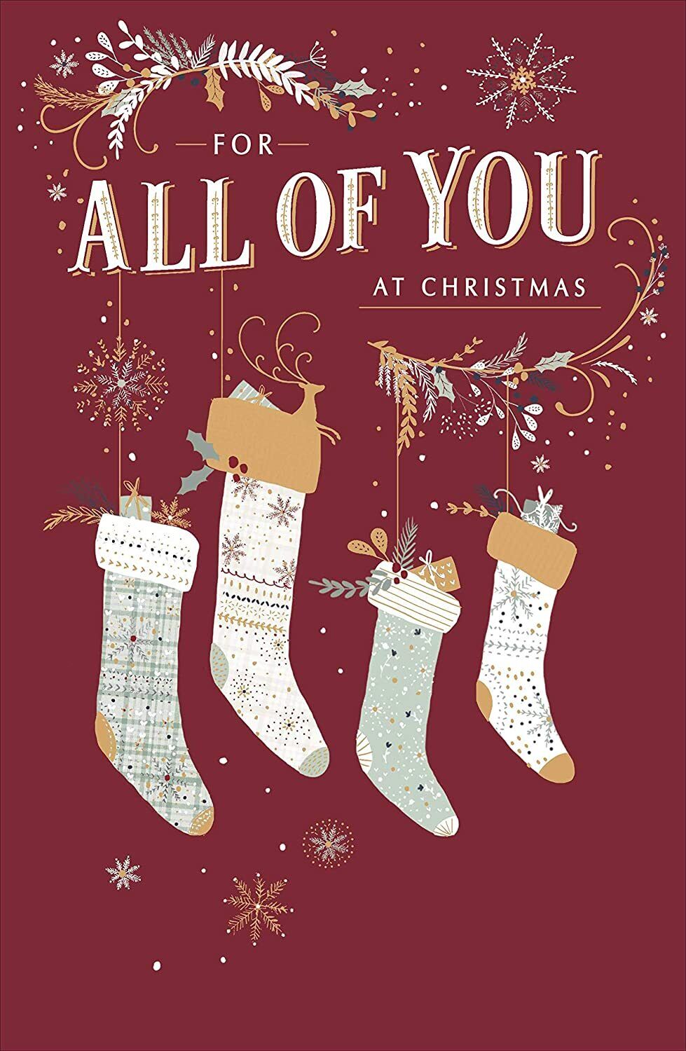 UK Greetings All of You Stocking Christmas Card featuring festive holiday design, perfect for sending Christmas wishes.