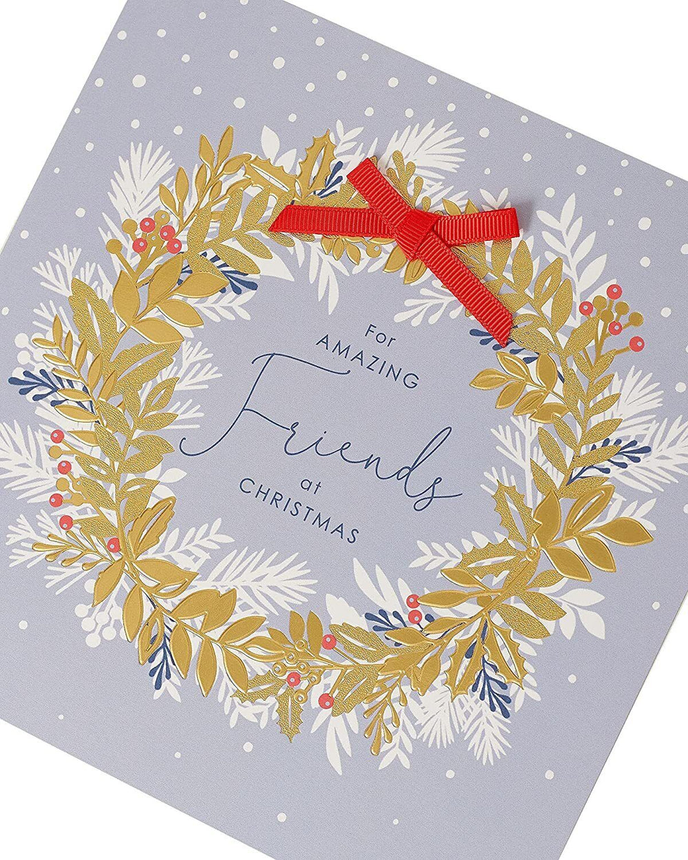 UK Greetings Amazing Friends Christmas greeting card featuring festive friends and holiday-themed designs.