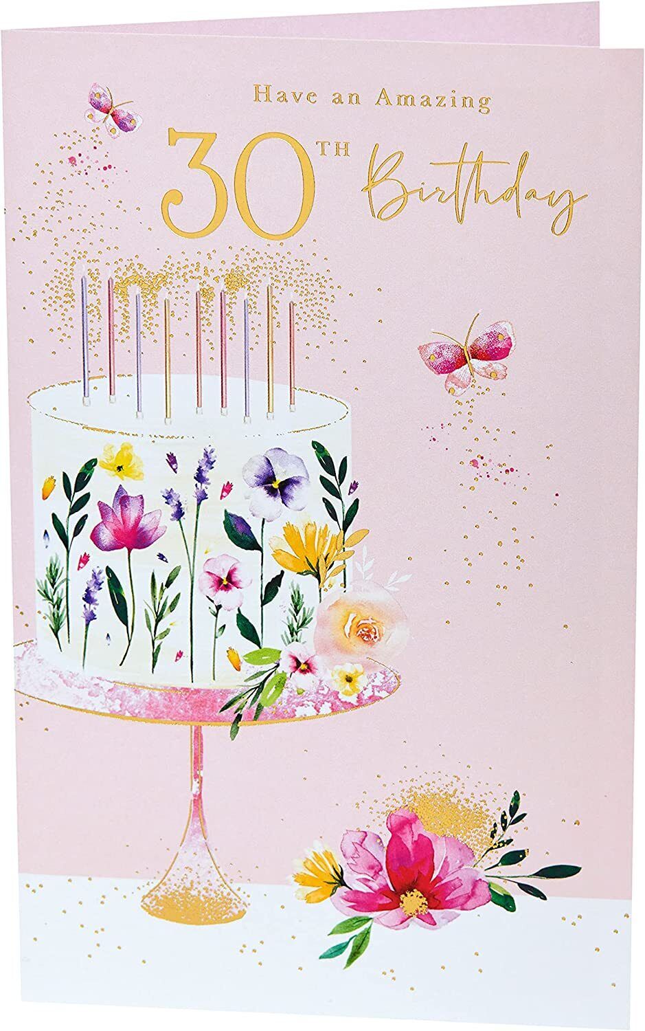 UK Greetings Amazing Happy 30th Birthday Card featuring colorful birthday message and festive design.