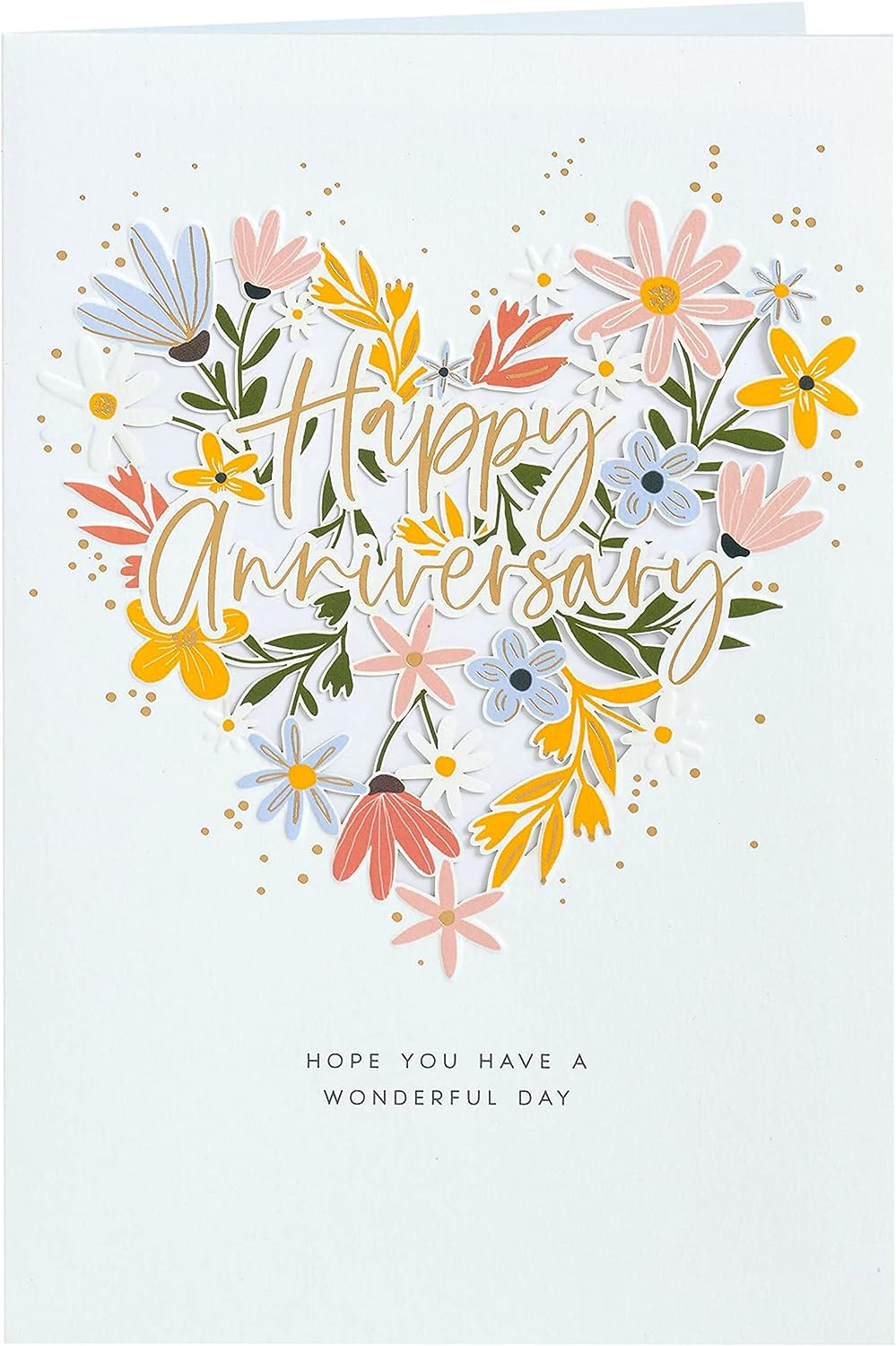 UK Greetings anniversary greeting card for him, her, or friends featuring a floral heart design. Perfect for special occasions.