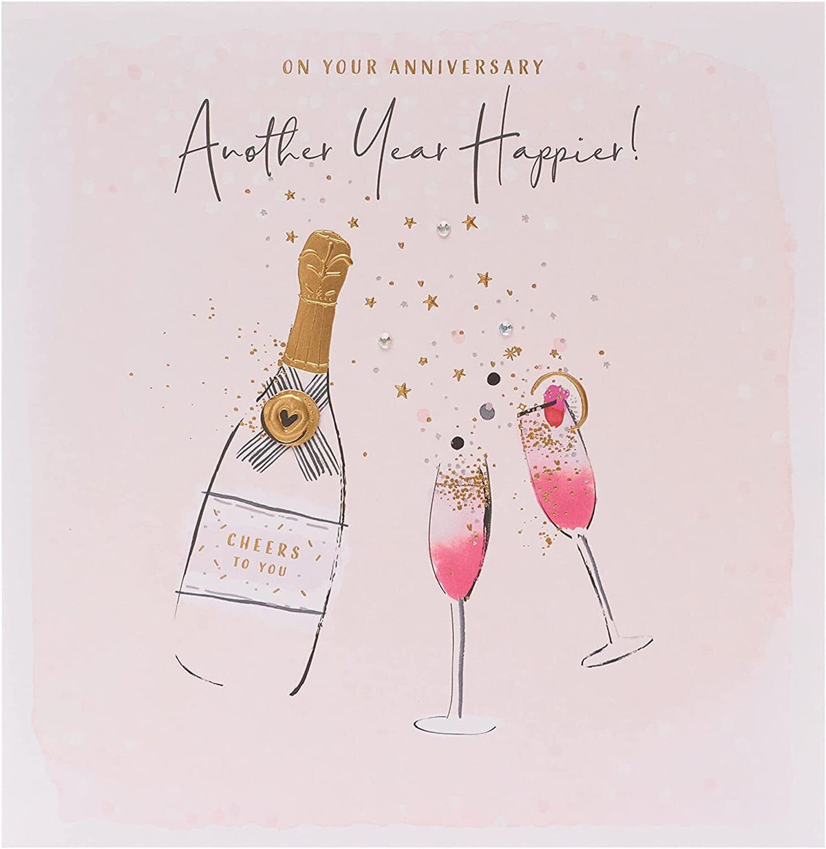 UK Greetings couple anniversary greeting card featuring a heartfelt design for celebrating another happy year together.