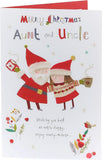 UK Greetings Auntie and Uncle Christmas card featuring a sweet Santa and Mrs. Claus design, holiday greeting card for family.