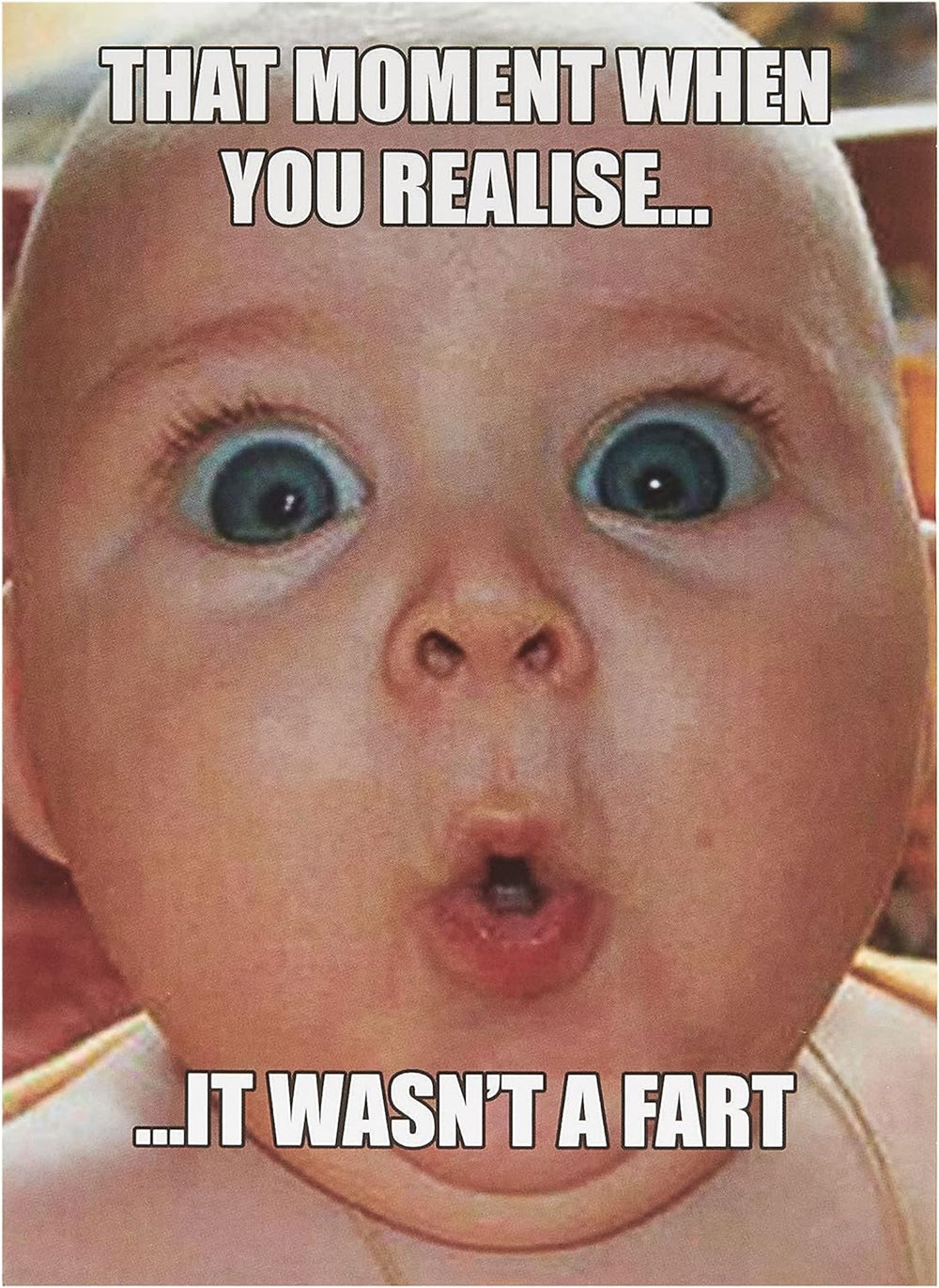 UK Greetings Baby Meme Birthday Card featuring playful baby meme design, perfect for celebrating birthdays with humor.