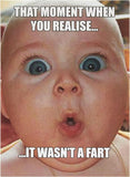 UK Greetings Baby Meme Birthday Card featuring playful baby meme design, perfect for celebrating birthdays with humor.