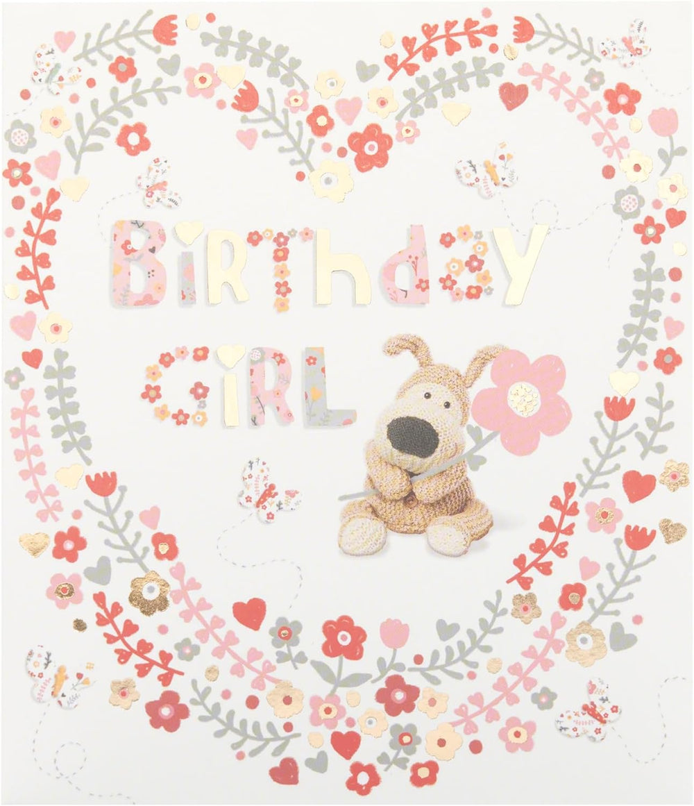 UK Greetings Boofle 75th birthday greeting card featuring colorful illustrations of Boofle for special celebrations.