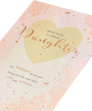 UK Greetings beautiful daughter birthday greeting card with sentimental message, featuring contemporary pink foil design.