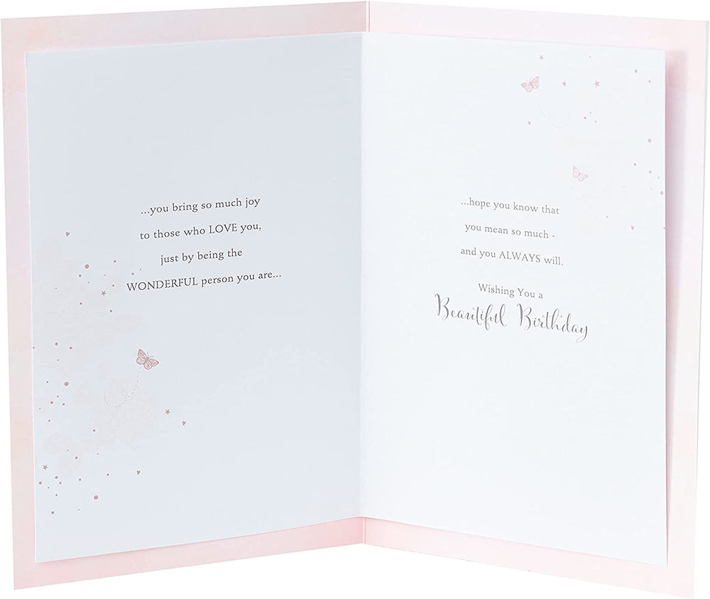 UK Greetings beautiful daughter birthday greeting card with pink foil design and sentimental message, luxurious and contemporary style