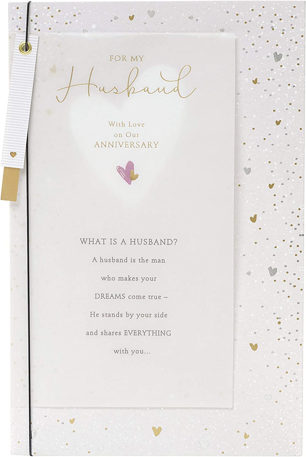 UK Greetings anniversary greeting card for husband featuring a beautiful design and sentimental message, ideal for special occasions.