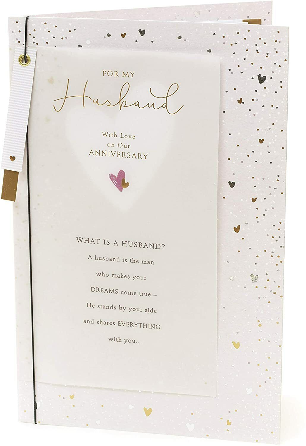 UK Greetings anniversary greeting card for husband with beautiful design and sentimental message, perfect for special occasions.