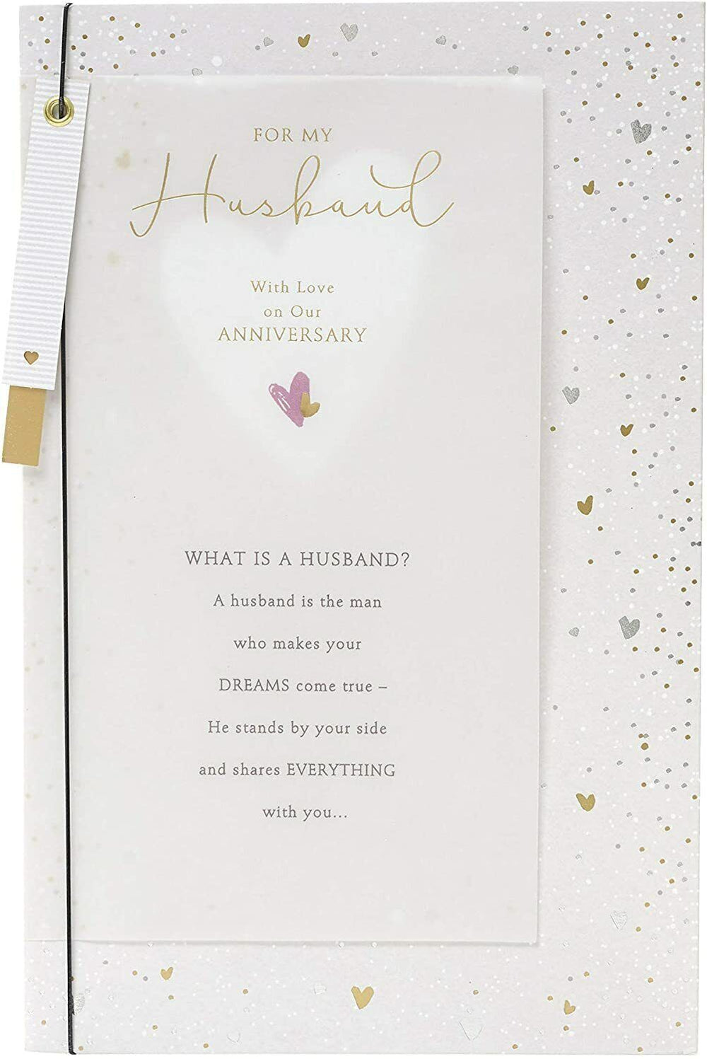 UK Greetings anniversary greeting card for husband featuring beautiful design and sentimental message for special occasions.