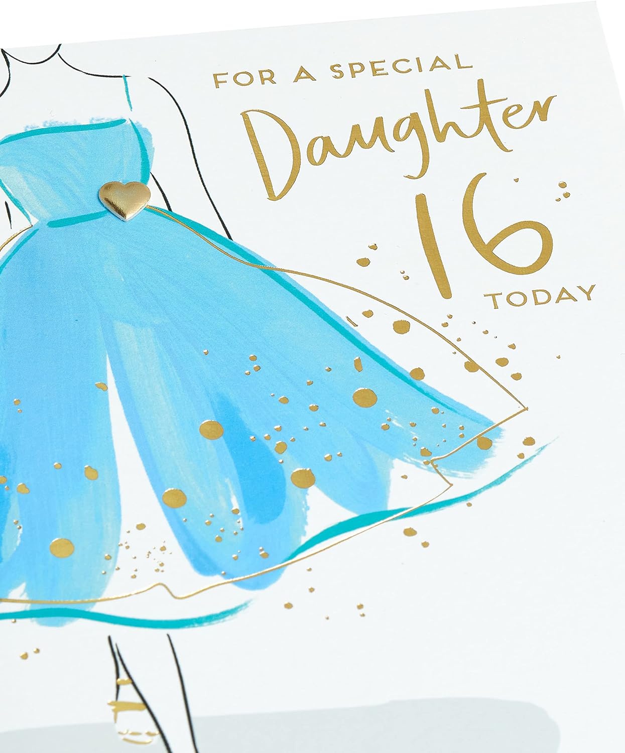 UK Greetings 16th birthday greeting card featuring a beautiful dress design for daughters, perfect for celebrating special milestones.