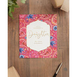 UK Greetings birthday card featuring a beautiful eastern print design with scripted lettering for daughter.
