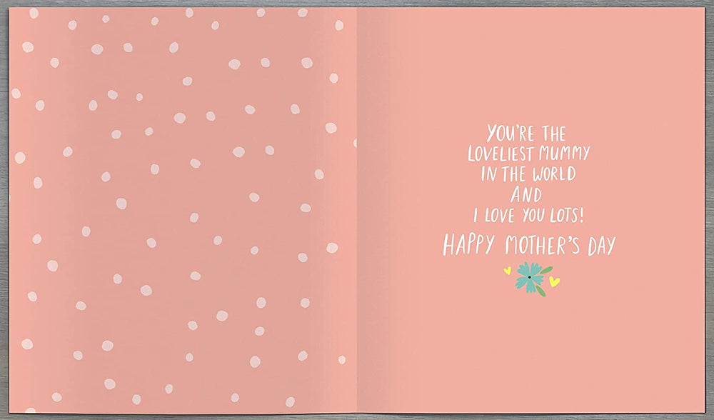 UK Greetings Best Mummy Ever! Mother's Day greeting card featuring cute "I Love You" design and heartfelt message.