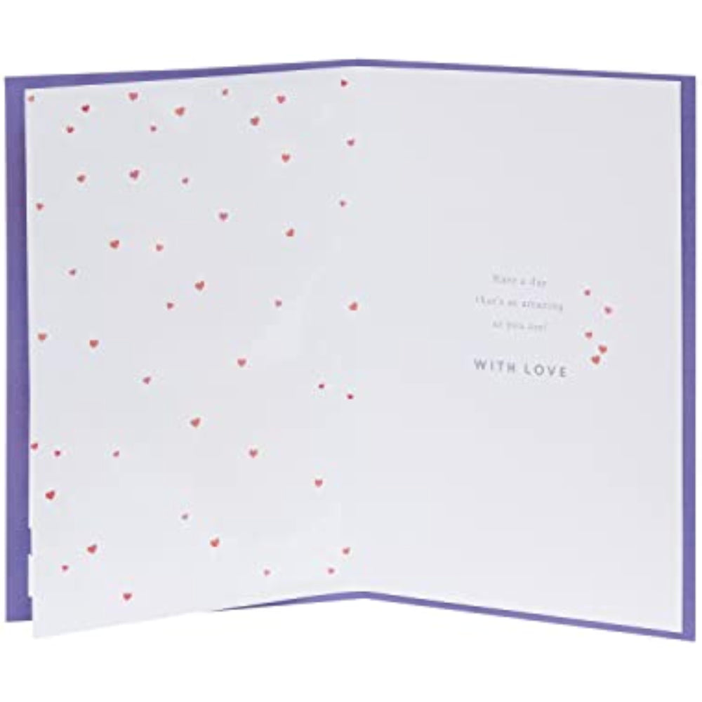 UK Greetings birthday card for boyfriend with laser-cut hearts and balloons, includes envelope, charming greeting card design.
