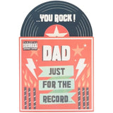UK Greetings birthday card for dad featuring a pop-up vinyl record design, perfect for celebrating special occasions.