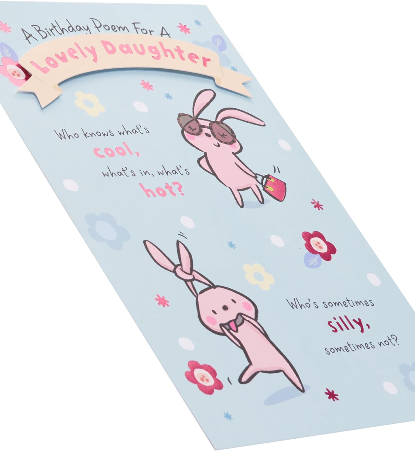 UK Greetings birthday card for daughter featuring a pop-up design with a heartfelt poem, ideal for celebrating special occasions.