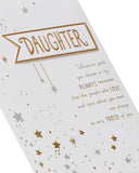 UK Greetings birthday card for daughter featuring a star design, colorful greeting card with celebratory stars and cheerful message.