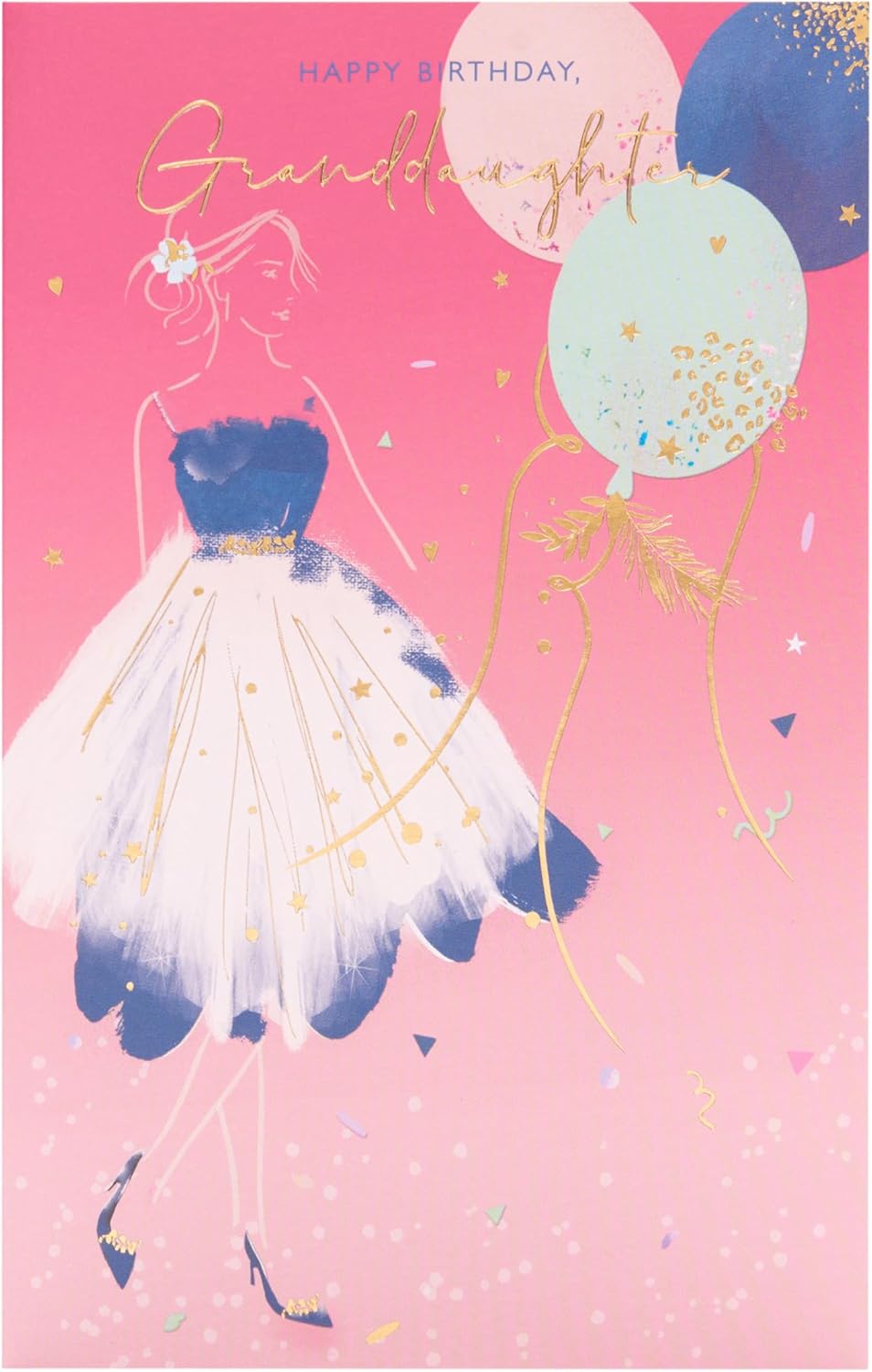 UK Greetings birthday card for granddaughter featuring a pretty pink design from the Thinking of You range.
