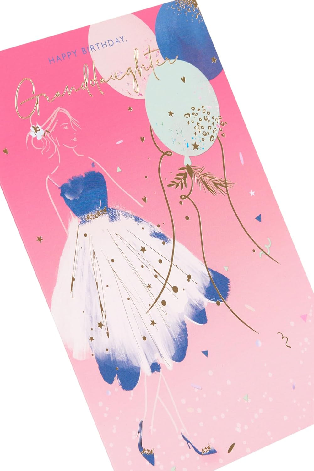 UK Greetings birthday card for granddaughter featuring a pretty pink design from the Thinking of You range.