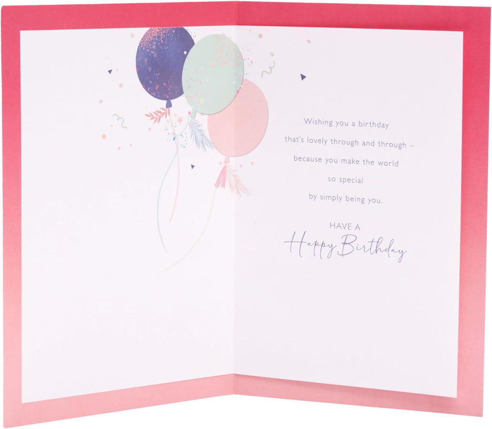 UK Greetings birthday card for granddaughter featuring a pretty pink design from the Thinking of You range, with floral accents.