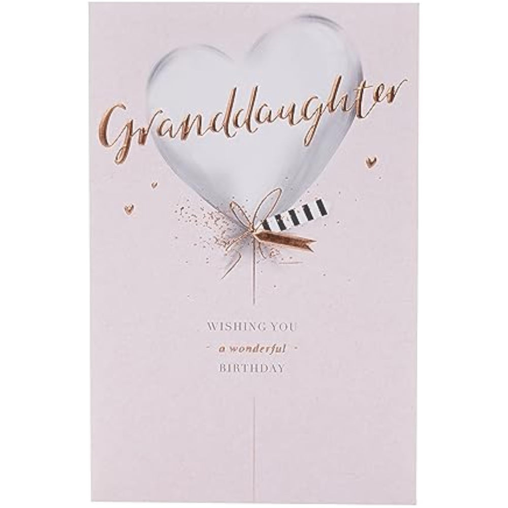UK Greetings birthday card for granddaughter featuring a silver balloon design, perfect for celebrating her special day.