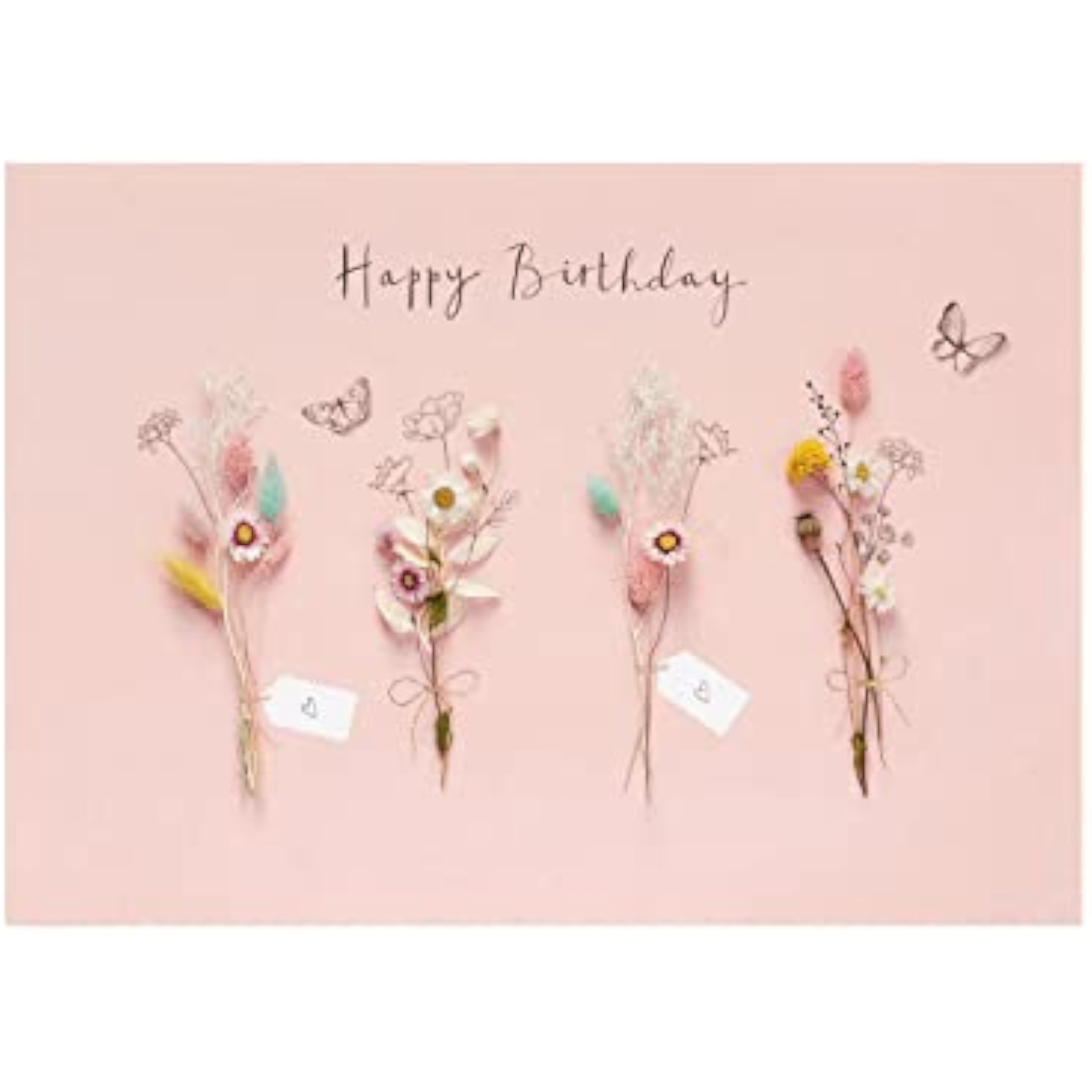 UK Greetings birthday card for her featuring dried flower design, includes envelope, perfect for female friends.