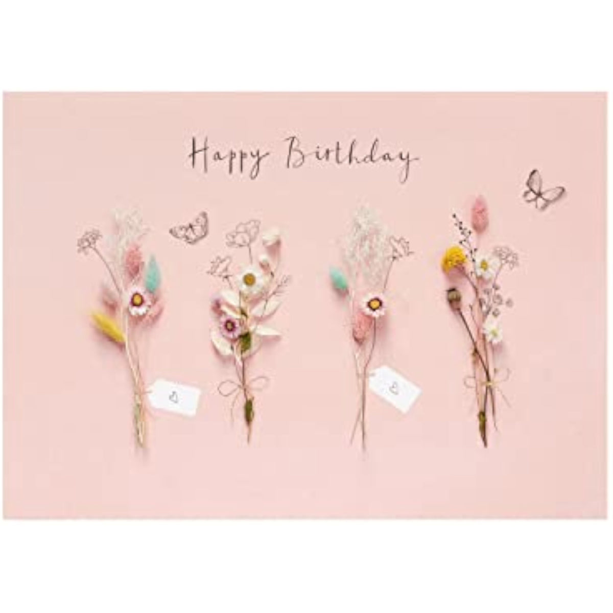 UK Greetings birthday card for her featuring dried flower design, includes envelope, perfect for female friends.