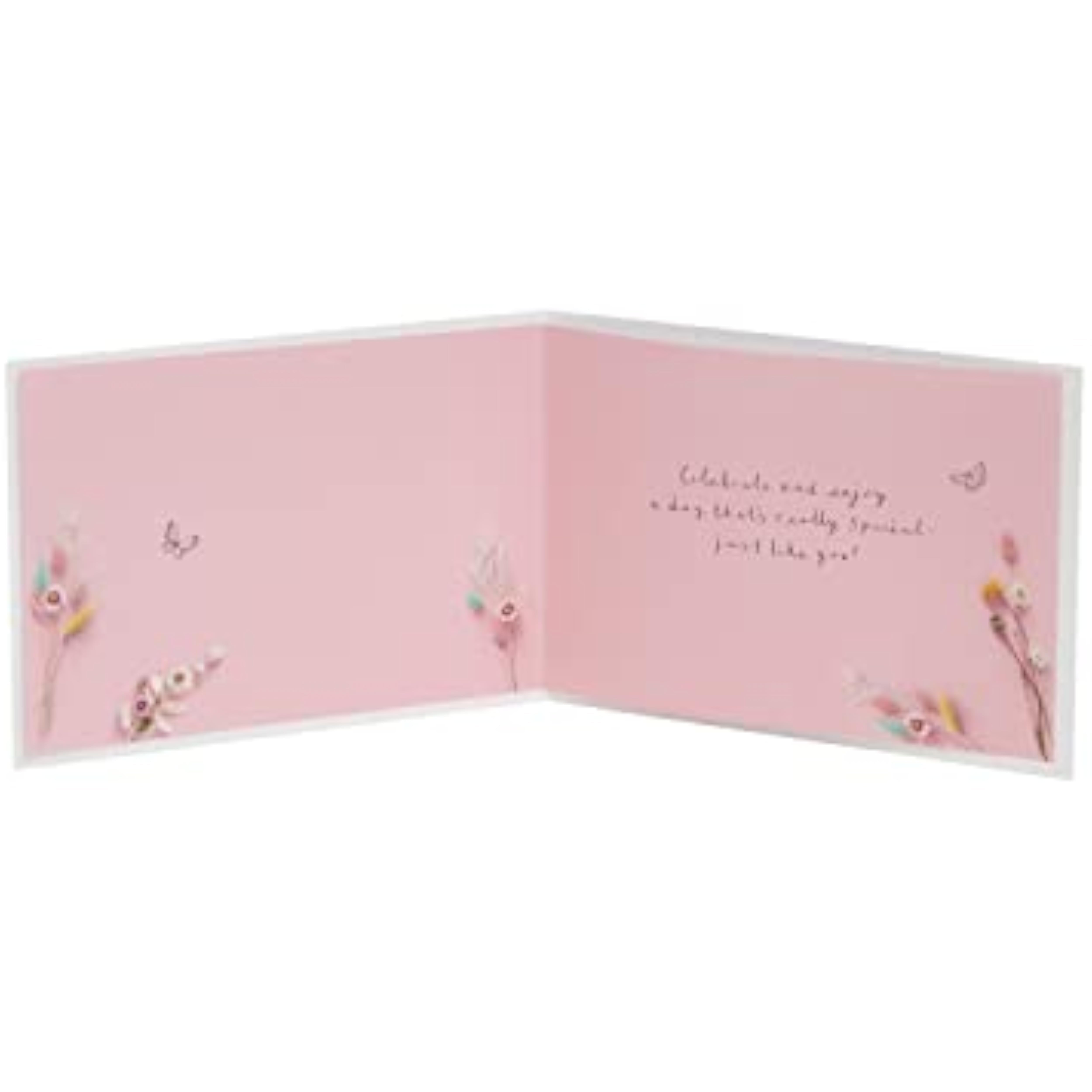 UK Greetings birthday card for her featuring dried flower design, includes envelope, perfect for female friends.