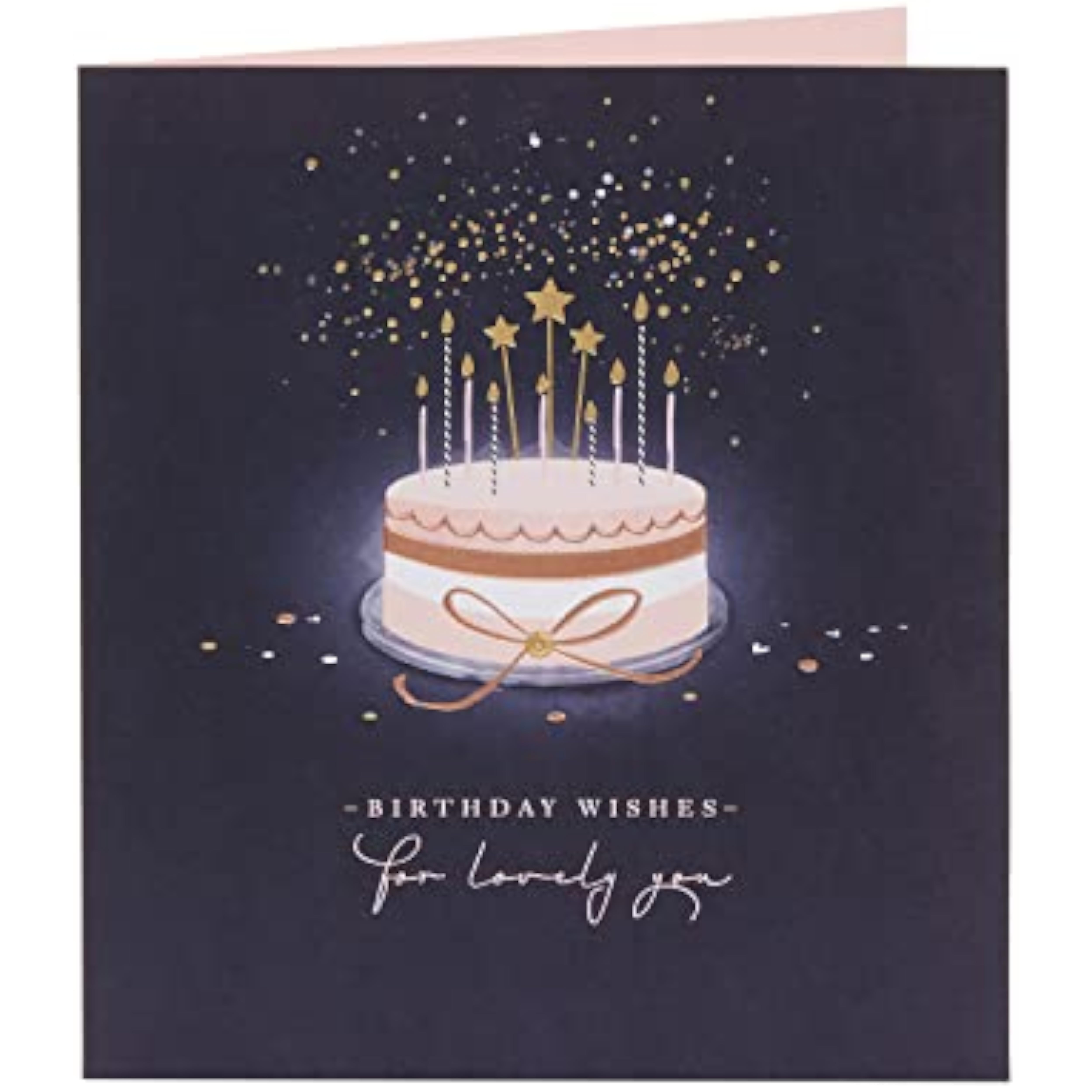 UK Greetings birthday card for her featuring a starry cake design, includes an envelope, perfect for a female friend.