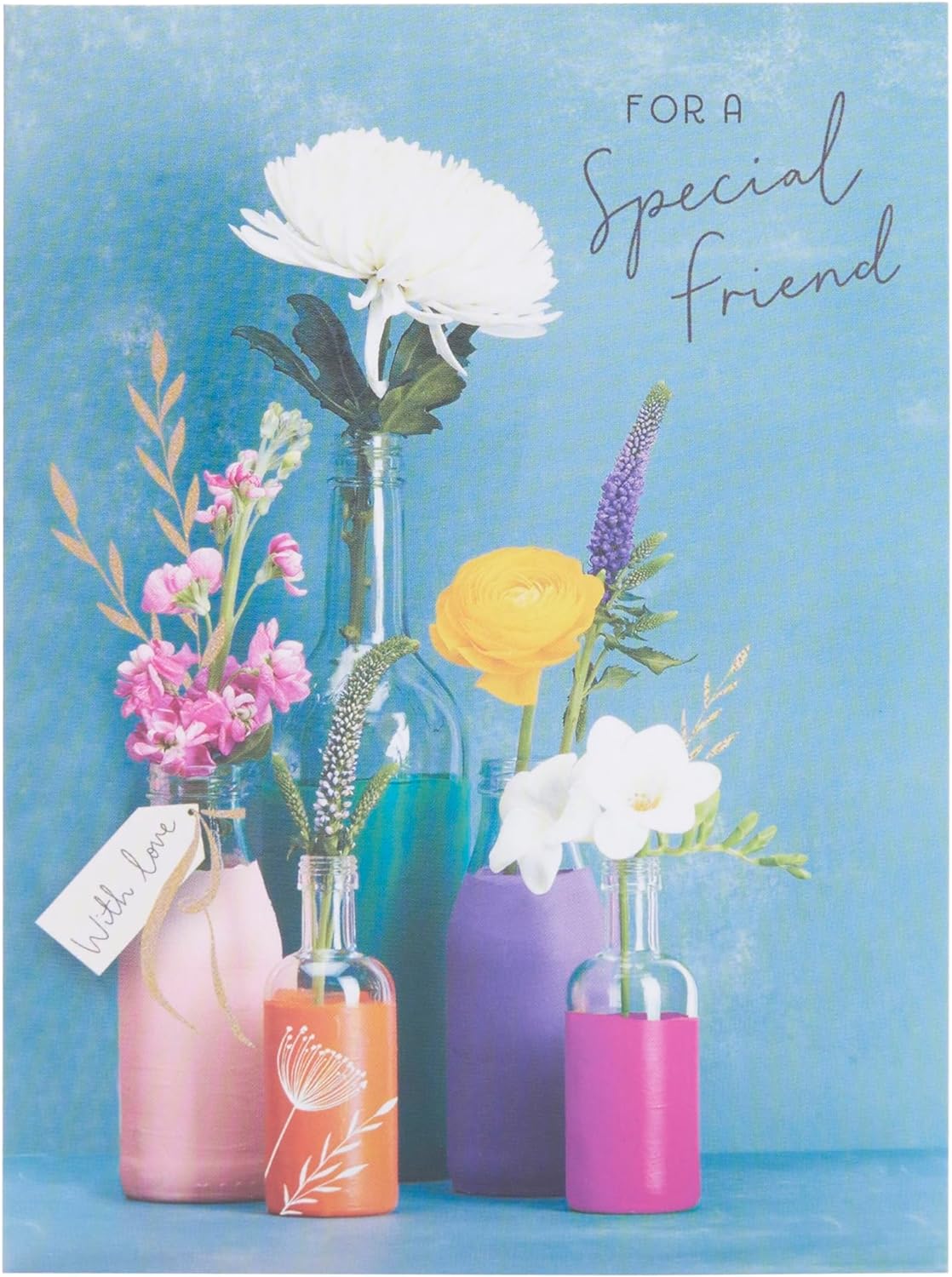 UK Greetings birthday card for her featuring a flowers in vase design, perfect for friends on her special day.