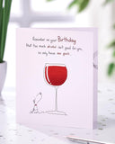 UK Greetings birthday card for her featuring a humorous wine design, perfect for friends celebrating special occasions.