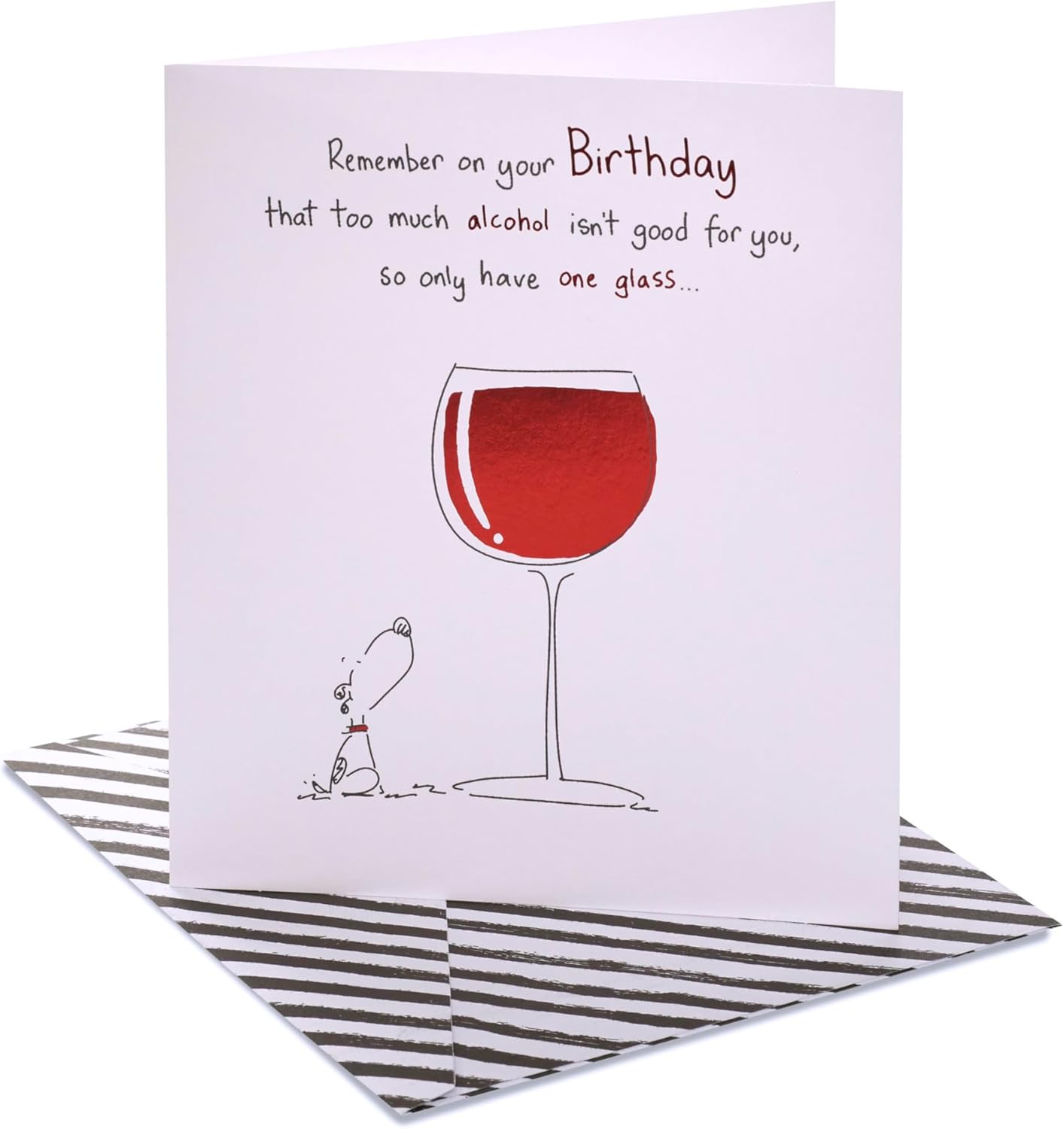 UK Greetings birthday card for her featuring a funny wine design, perfect for friends celebrating special occasions.