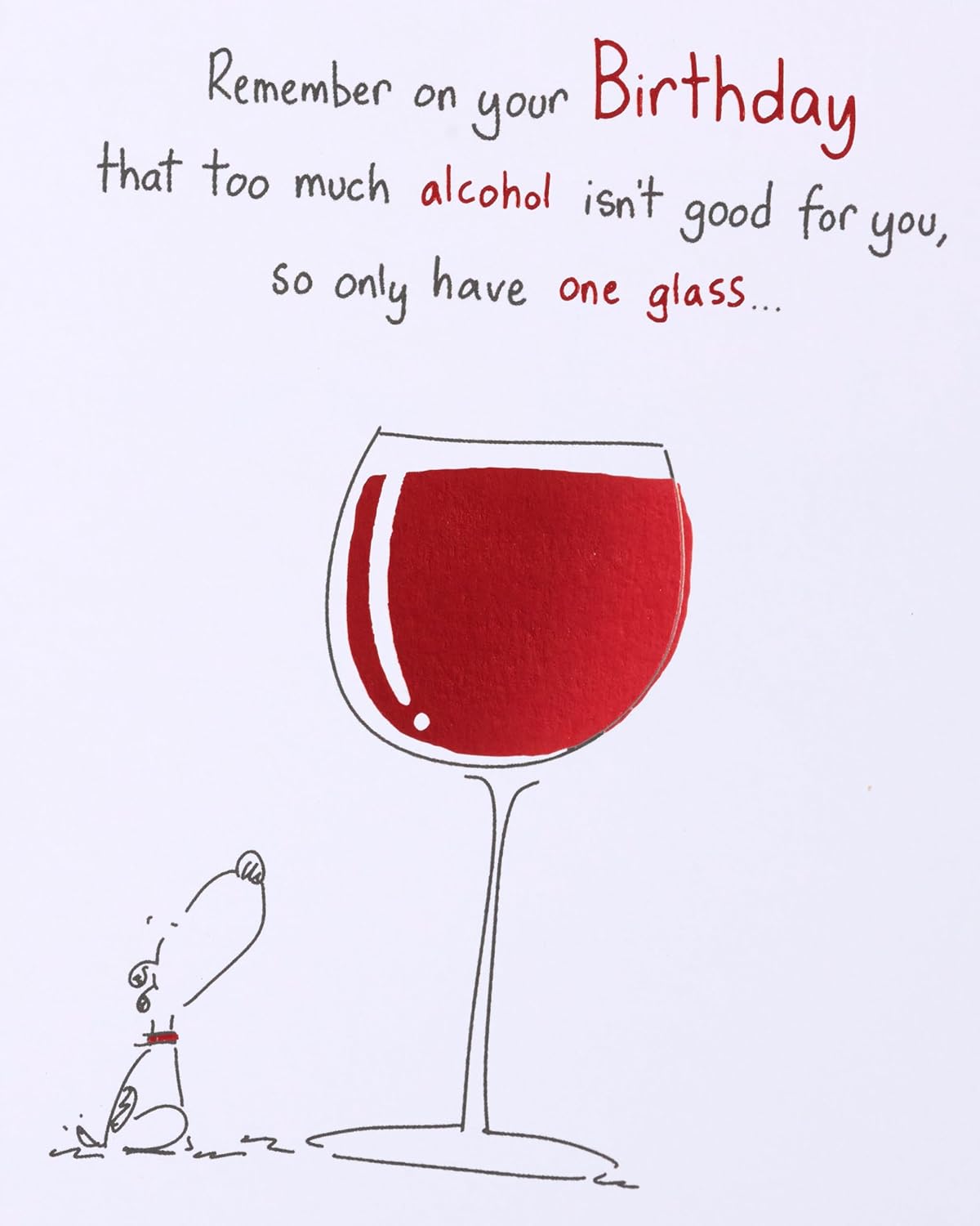 UK Greetings birthday card for her featuring a humorous wine design, perfect for friends celebrating birthdays.