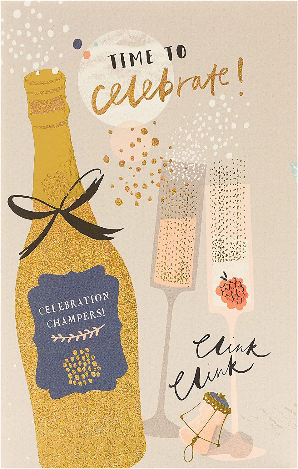 UK Greetings birthday card for her featuring bubbly champagne design, perfect for celebrating with friends.