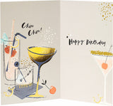 UK Greetings birthday card for her featuring bubbly champagne design, perfect for celebrating with friends.